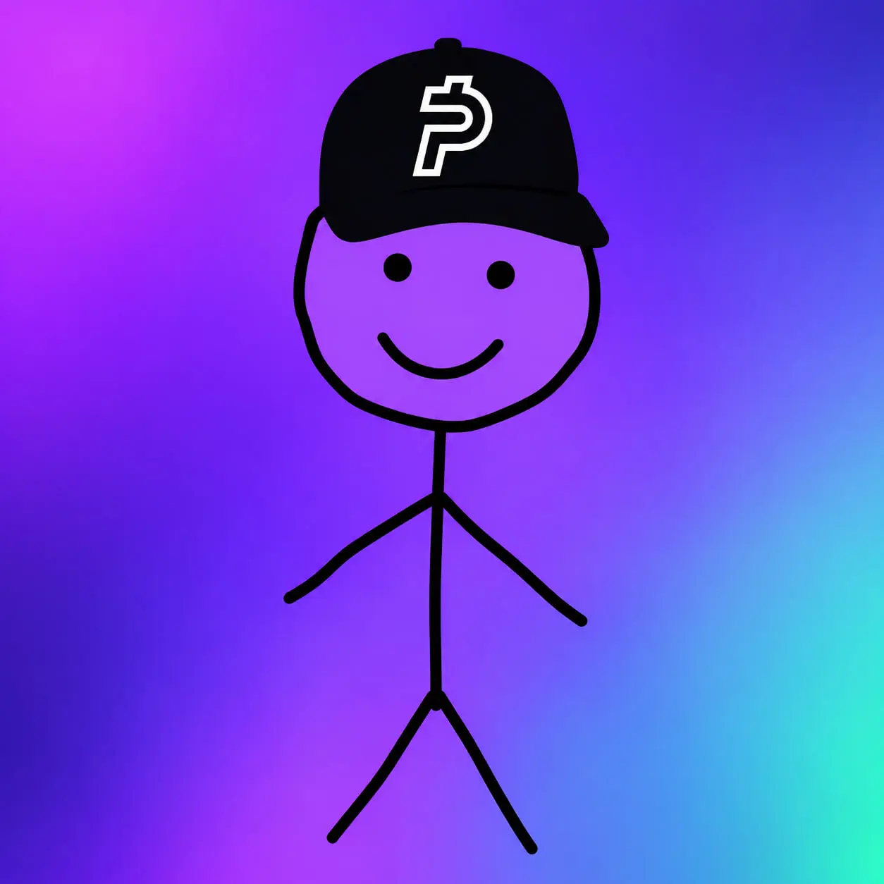 Paid stick figure wearing a black cap
